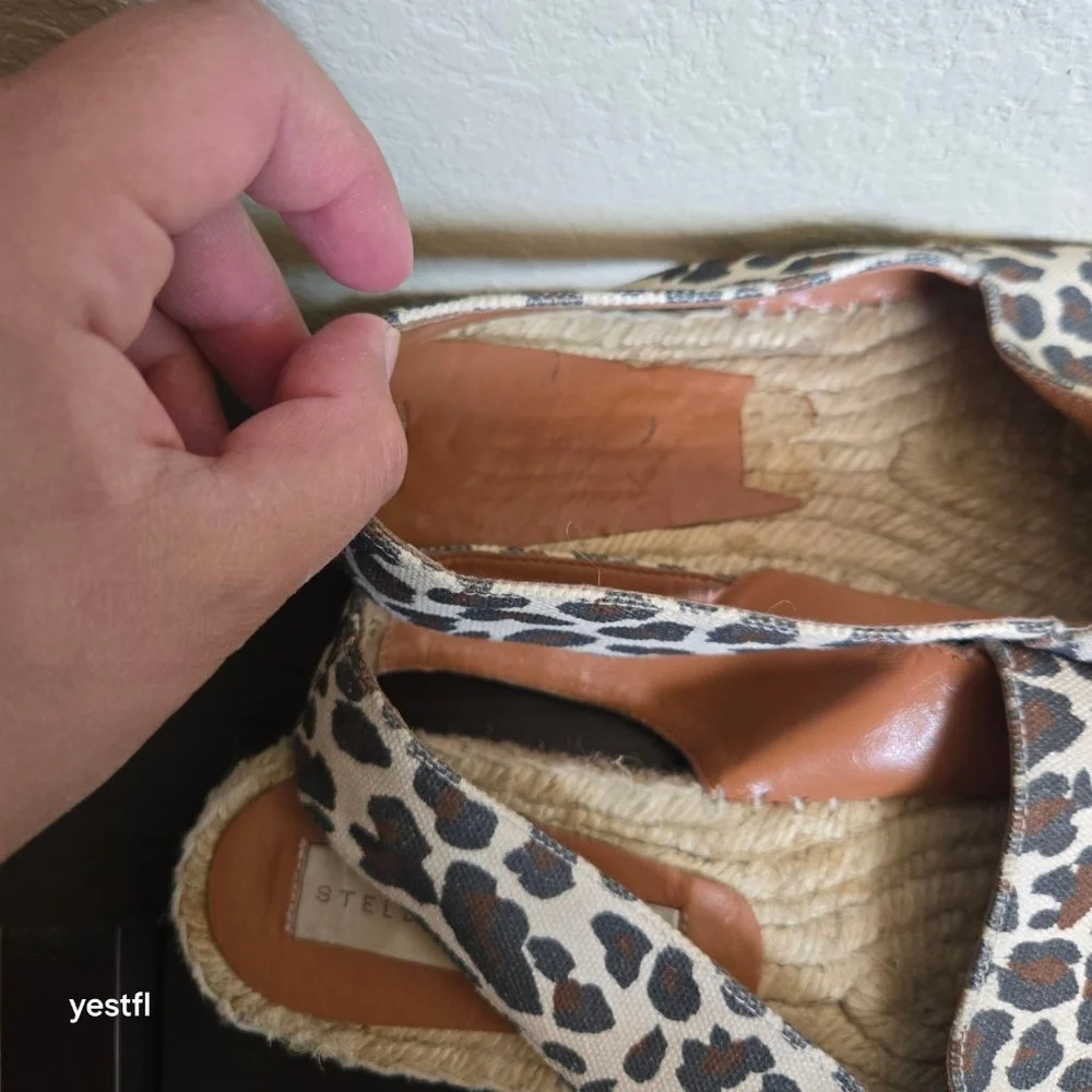 Stella McCartney Beige Brown Leopard Print Espadrilles IT 36 US 6